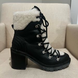 Marc Fisher black Sherpa bootie